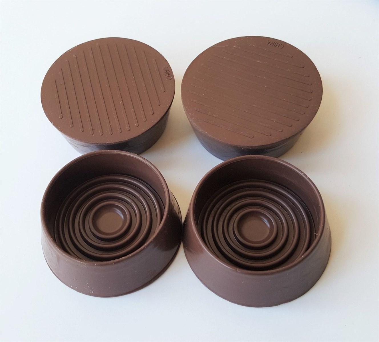 134inchROUND CASTOR CUPS Rubber Base Protects Floors BROWN 38 Or 44mm