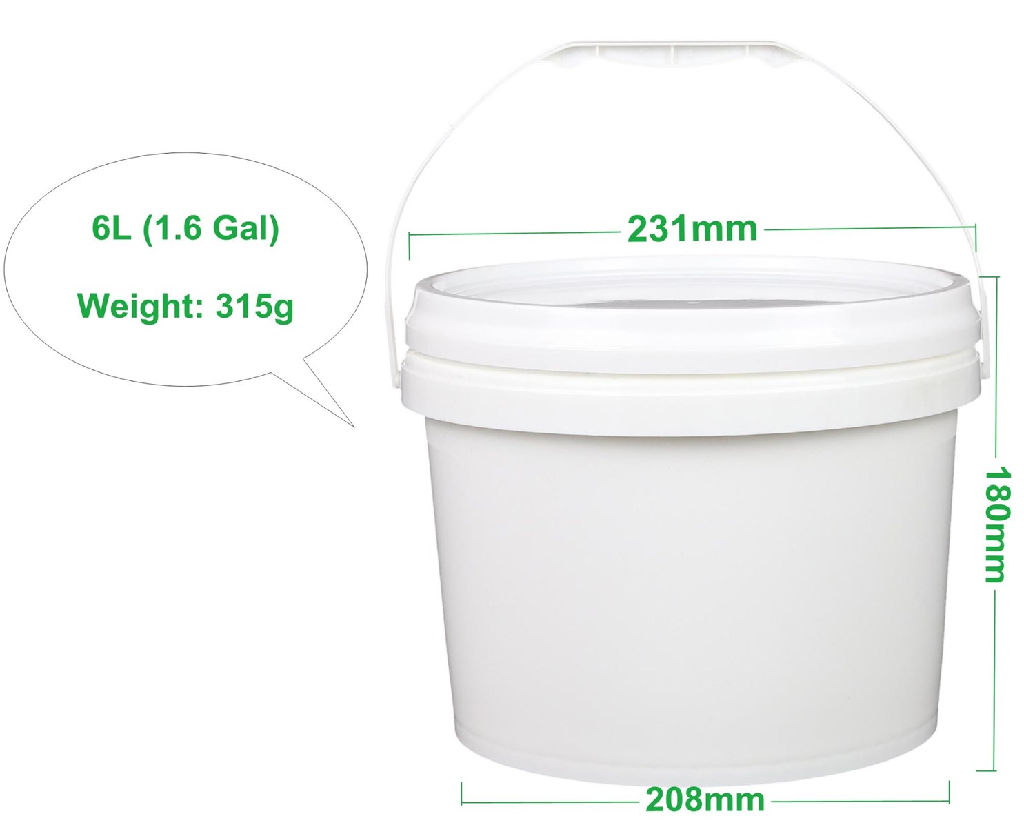 Manfacturer White Transparent Food Grade 6L Ice Cream Plastic Pail With Lid