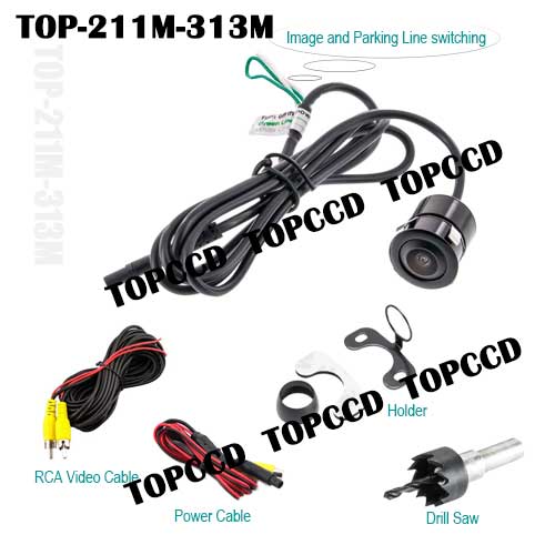 Car Backup Camera 2in1 185mm Flush Mount 2 Brackets Mount from Topccd TOP211M313M