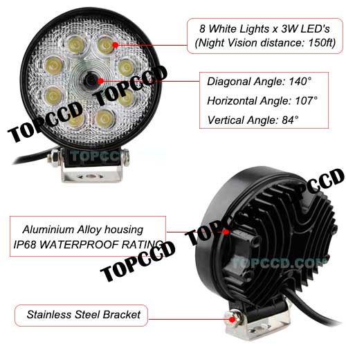 Vehicle LED Working lamp Light Builtin Camera from Topccd TOPLWLC1