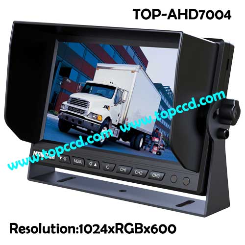 7inch Heavy Duty mobile safety vision AHD monitor with 3AV Input from Topccd TOPAHD7004