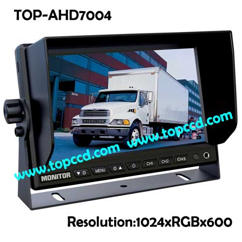 7inch Heavy Duty mobile safety vision AHD monitor with 3AV Input from Topccd TOPAHD7004