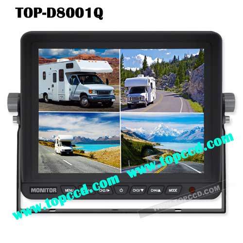 8 inch Heavy duty Vehicle safety vision Quad monitor for bustrailertruck from Topccd TOPD8001Q