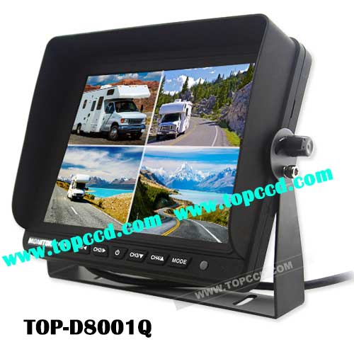 8 inch Heavy duty Vehicle safety vision Quad monitor for bustrailertruck from Topccd TOPD8001Q