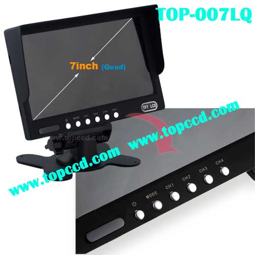 7inch Heavy Duty Vehicle Digital LCD TFT monitor Builtin Quad from Topccd TOP007LQ