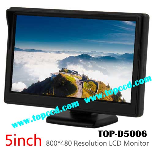 5 inch Dash Mount car Rear View LCD Monitor with 2CH video inputs from Topccd TOPD5006