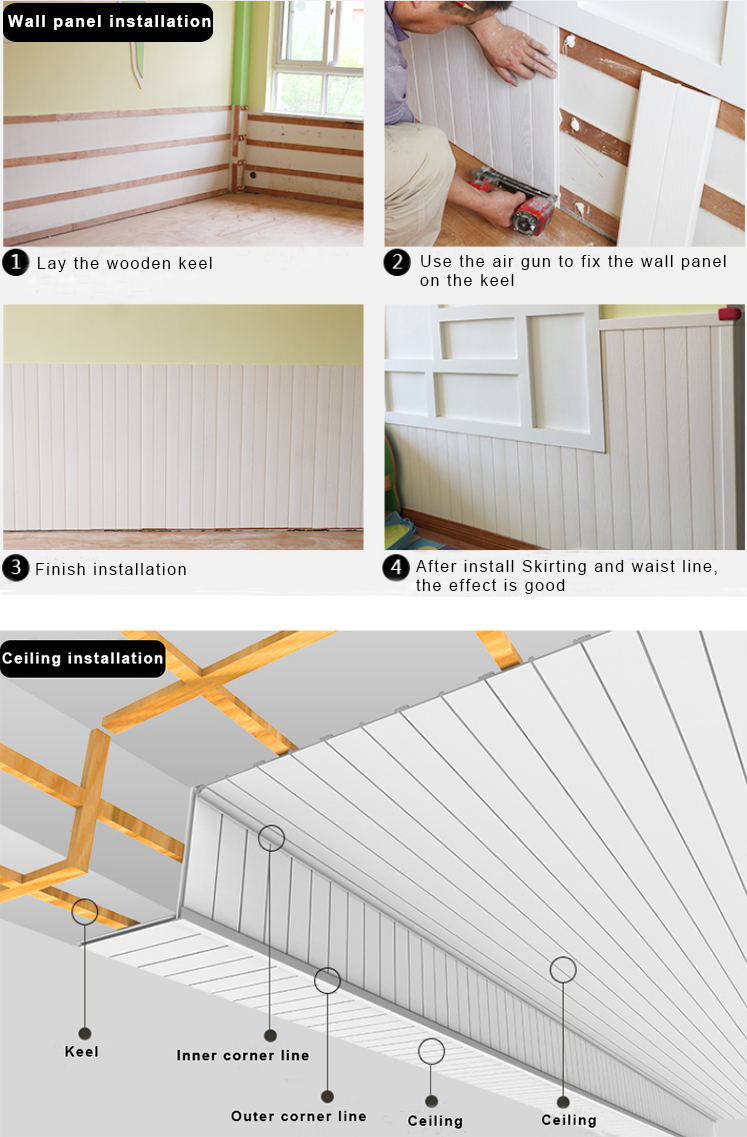 Fire proof shopping mall interior decorative WPC wall panel