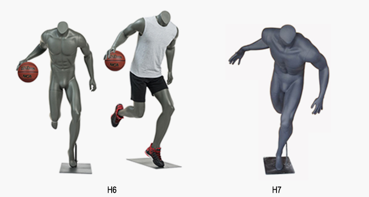 Lilladisplaygrey color sport playing basketball mannequins H1 collections