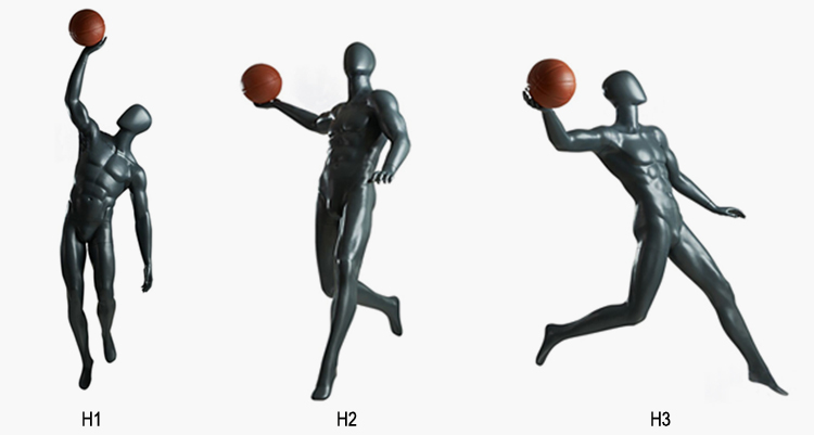 Lilladisplaygrey color sport playing basketball mannequins H1 collections