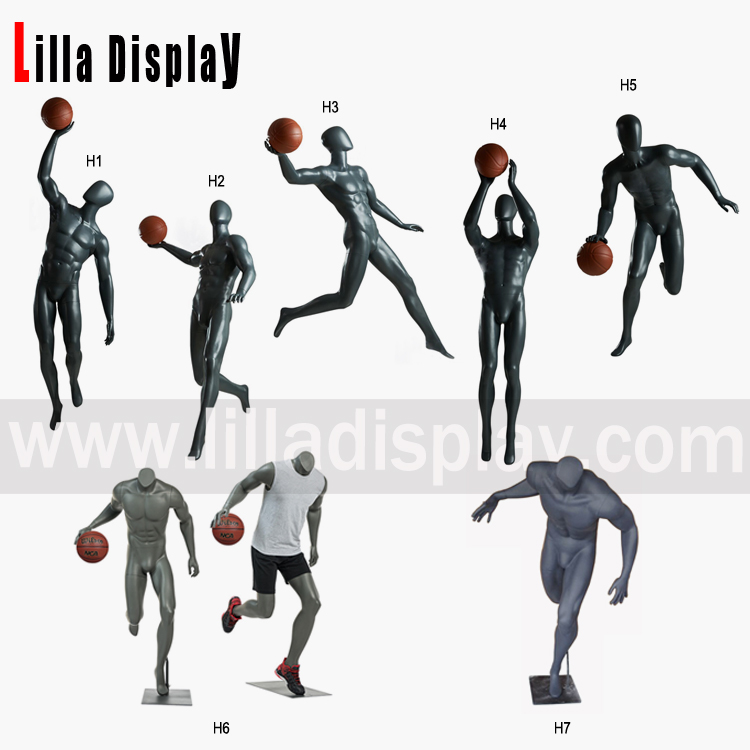 Lilladisplaygrey color sport playing basketball mannequins H1 collections