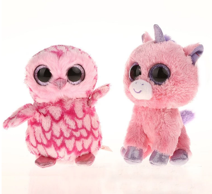 6 Lovely pink owl plush toys big eye animal toys for kids xmas gift