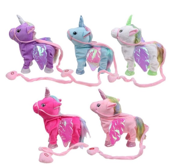 Wholesale Soft Big Singing And Walking Unicorn Stuffed Plush Electric Toy With Rope