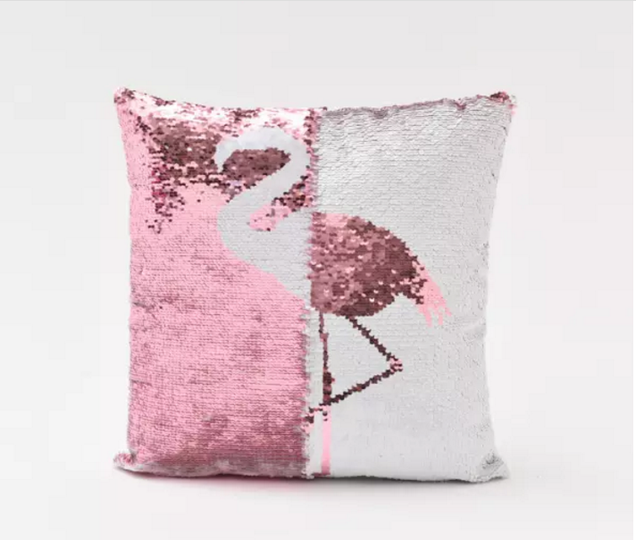 Wholesale custom paillette pillow unicorn printing soft reversible sequin pillow