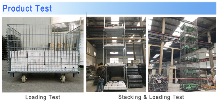 Euro warehouse bulk collapsible rigid steel metal folding stackable wire mesh storage pallet cages with wooden pallet