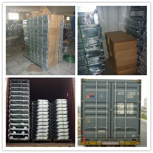 A frame material transport portable steel storage folding wire mesh sided roll industrial container cages trolleys