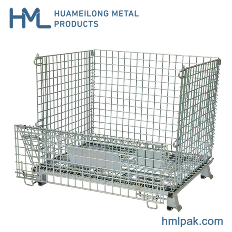 American Industrial material handling stackable welded steel transport metal wire mesh pallet cage with forklift