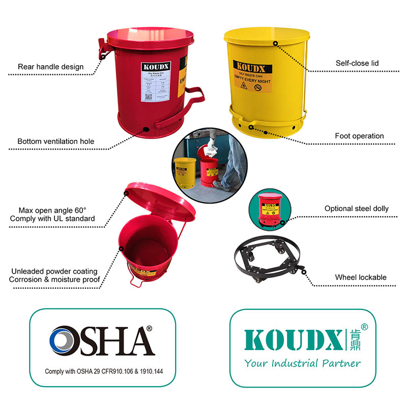 KOUDX Steel Dolly for Oily Waste Can