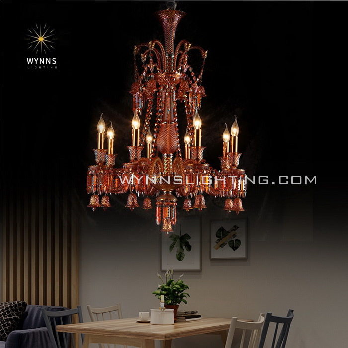 Amber color 8 arm baccarat crystal chandelier lighting