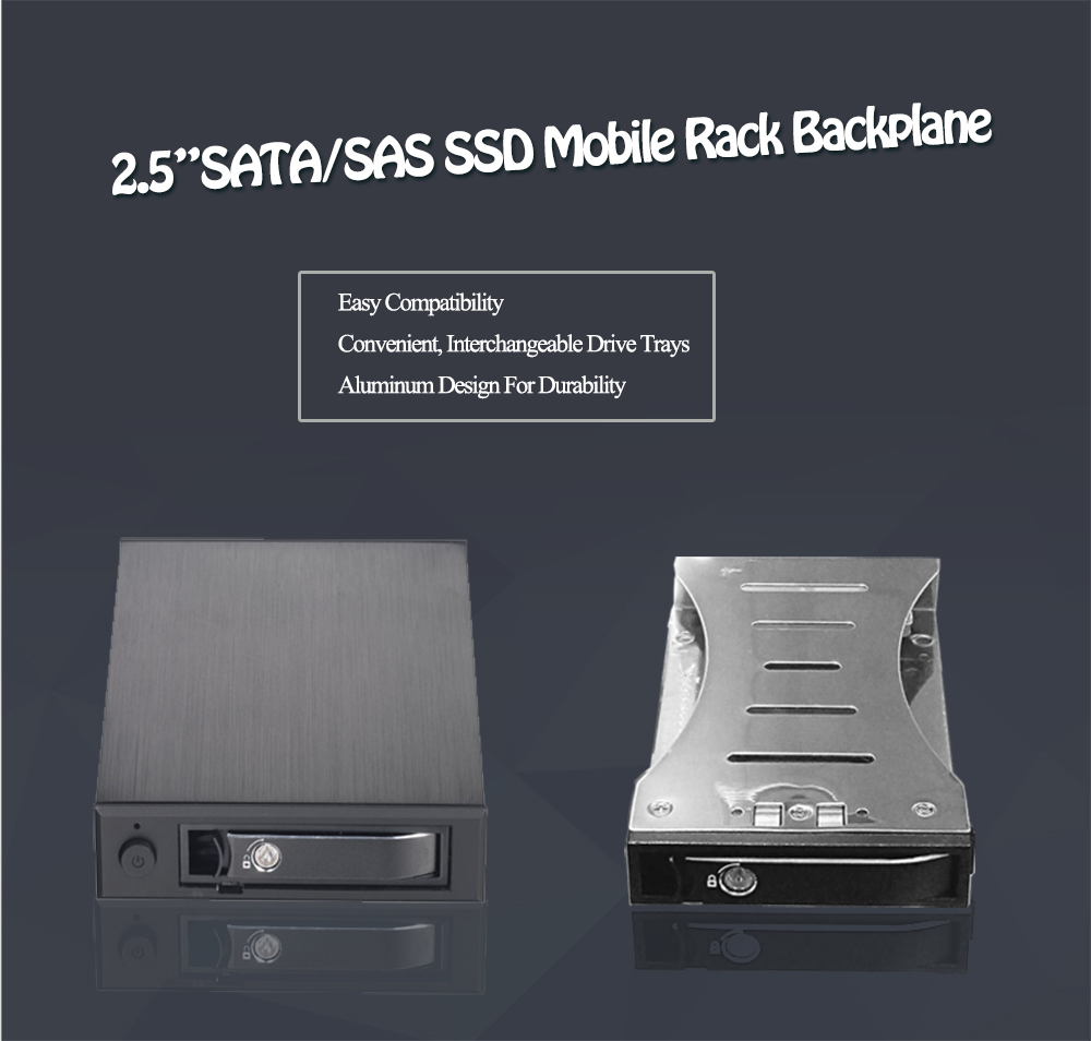 Unestech 25in SATA aluminum hot swap mobile rack for 25 enclosure with 715mm hardd rives