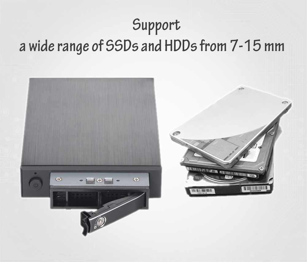 Unestech 25in SATA aluminum hot swap mobile rack for 25 enclosure with 715mm hardd rives