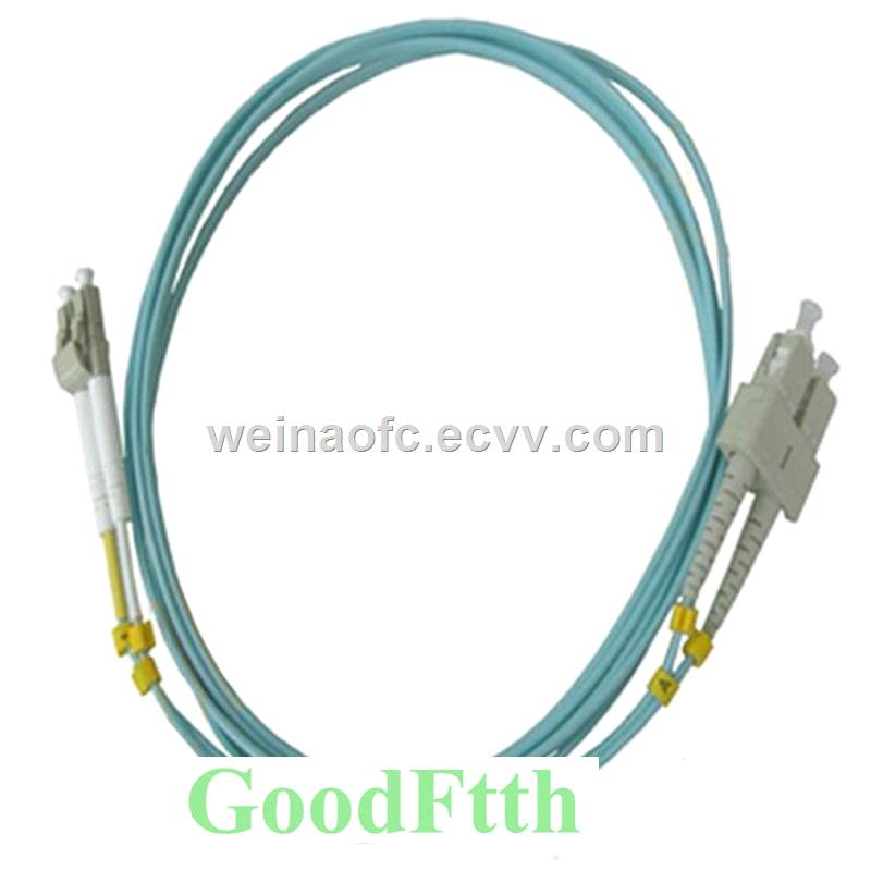 Patch Cord LCSC OM3 OM4 Duplex Zipcord Aqua with clips PVC LSZH