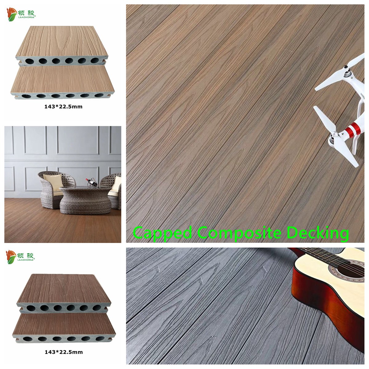 Coextrusion WPC Waterproof Hollow Decking 13823mm