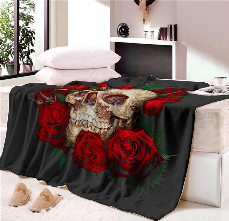 Nap blanket Cozy Velvet Plush Throw Blanket Floral Skull Modern Line Art Sherpa Blanket Unit Price 677