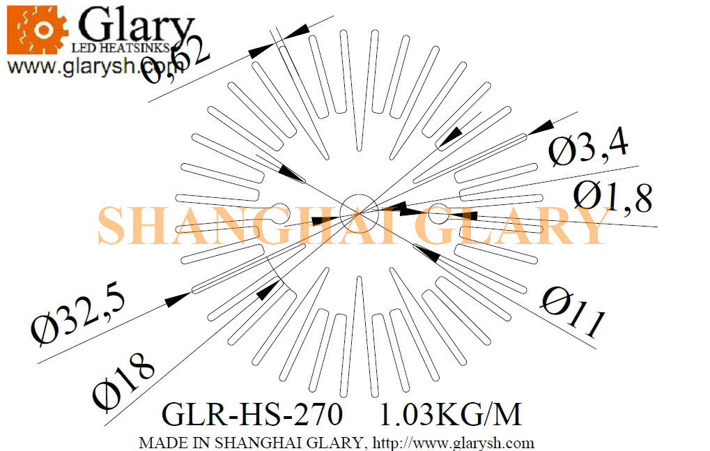 GLRHS270 32mm round aluminum led heatsink