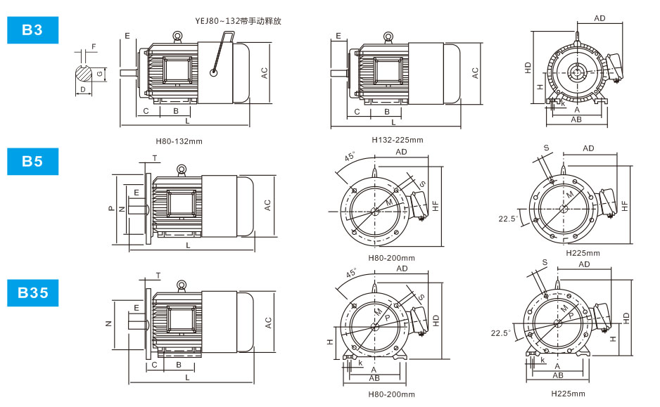 YEJ Series Electromagnetic Brake Asynchronous Motor