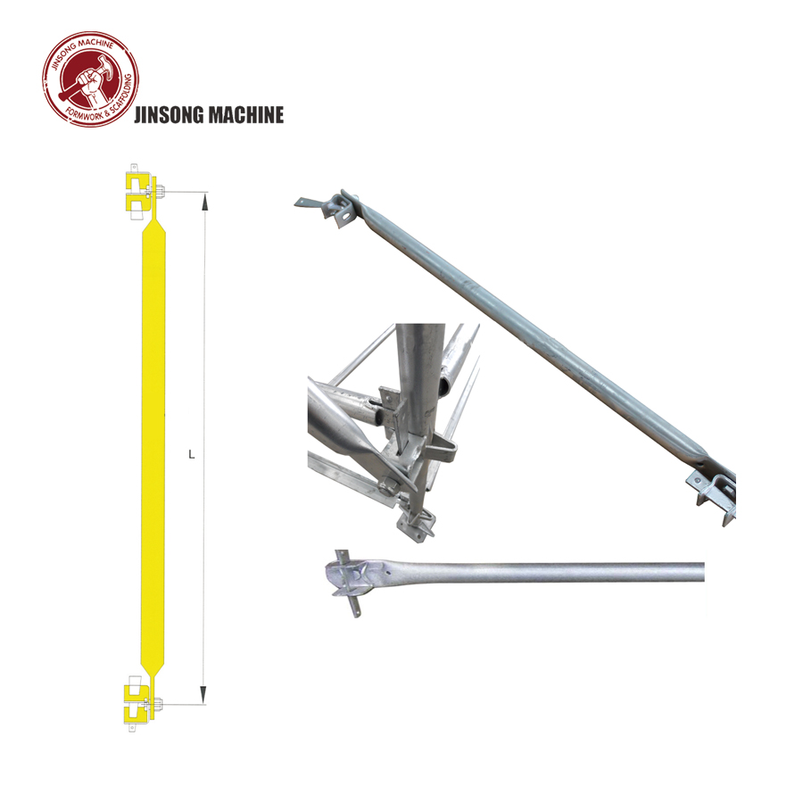 3600mm Length Q235 Galvanized Kwikstage Scaffolding Diagonal Brace