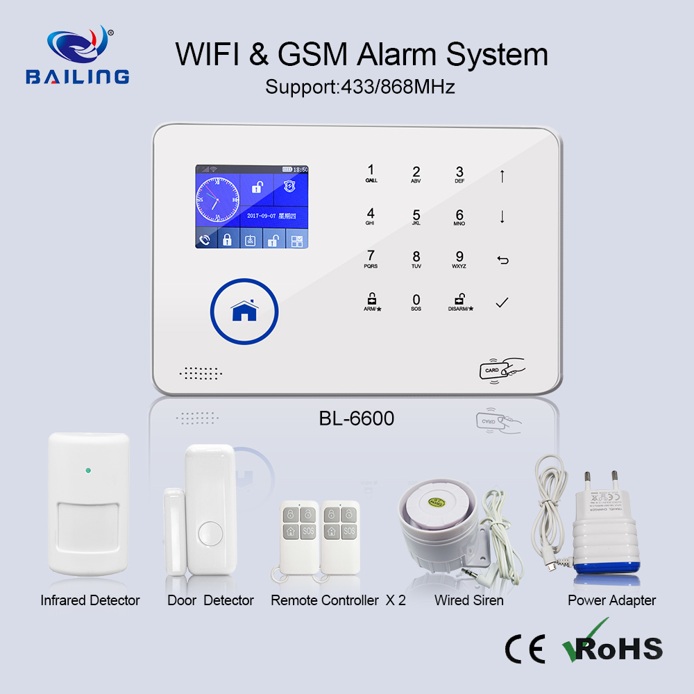 GSM 3G WiFi Home security alarm system support IP Camera smart socket IOS Android app 88 Wireless zone 8kind of language