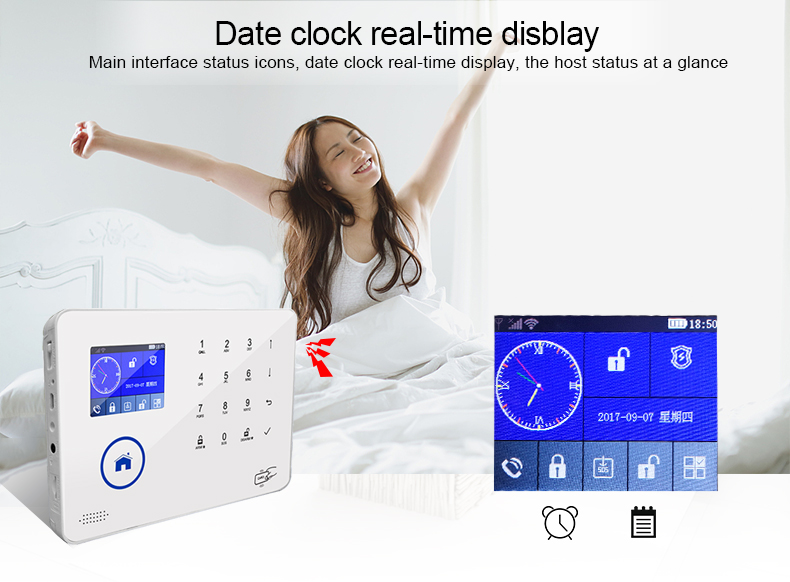 GSM 3G WiFi Home security alarm system support IP Camera smart socket IOS Android app 88 Wireless zone 8kind of language