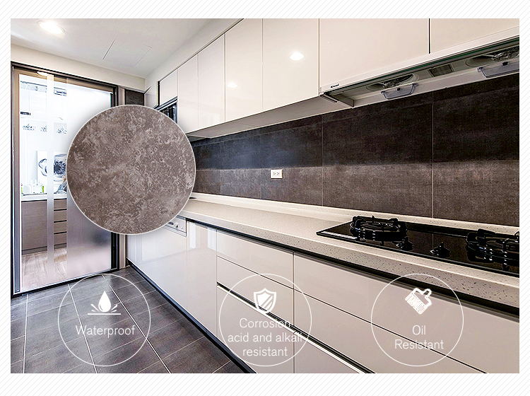White faux quartz marbletextured modern kitchen countertop glass