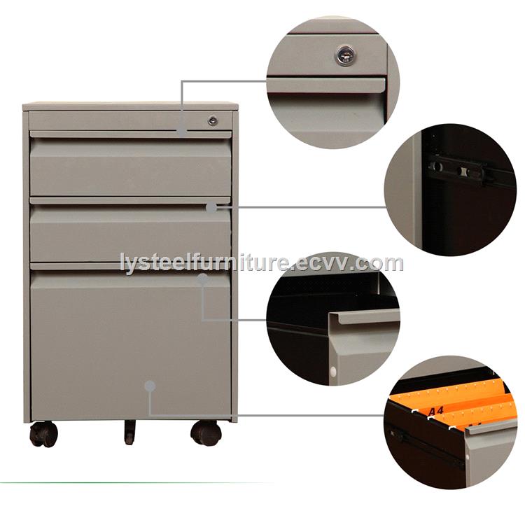 3 Drawer Goose Neck Steel Movable Cabinet