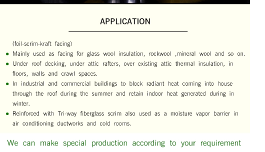 High quality glass fiber aluminum foil paper environmental thermal insulation material