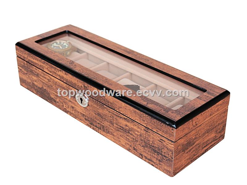 Brown High gloss finish wooden watches display storage packaging Gift Box