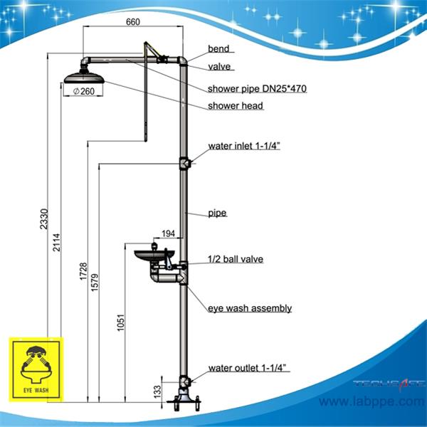 Safety Drench Shower Eye Wash Station