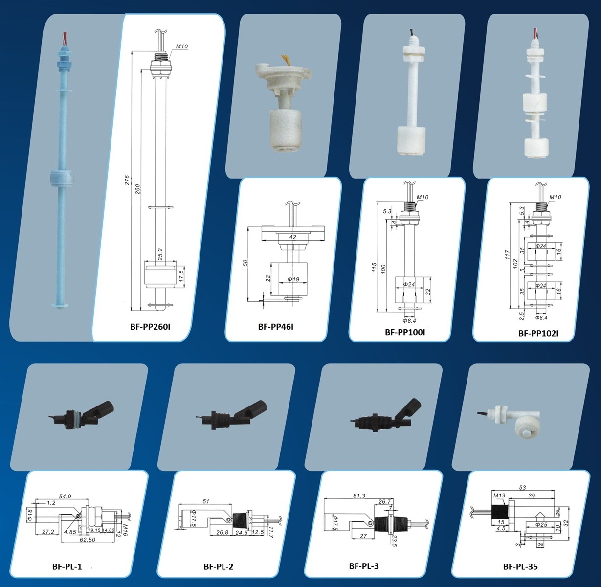 PP material water liquid Level control Switch