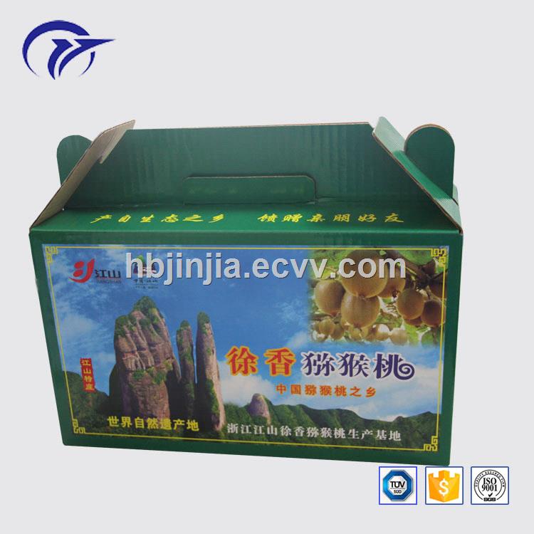 Customized printing popular fruit and vegetable packaging corrugated paper box with handle