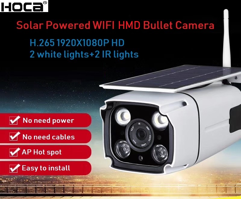 Newest technology 1080P 2Mp Solar Wireless Max128G SD HMD IP IR Camera with Two Ways Audio and APP