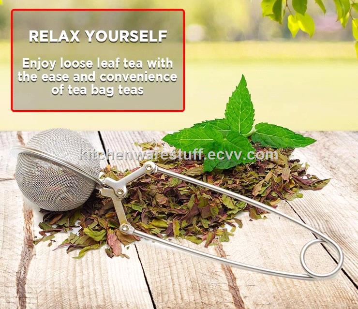 Stainless Steel Spoon Tea Leaves Herb Mesh Ball Infuser Filter Squeeze Strainer