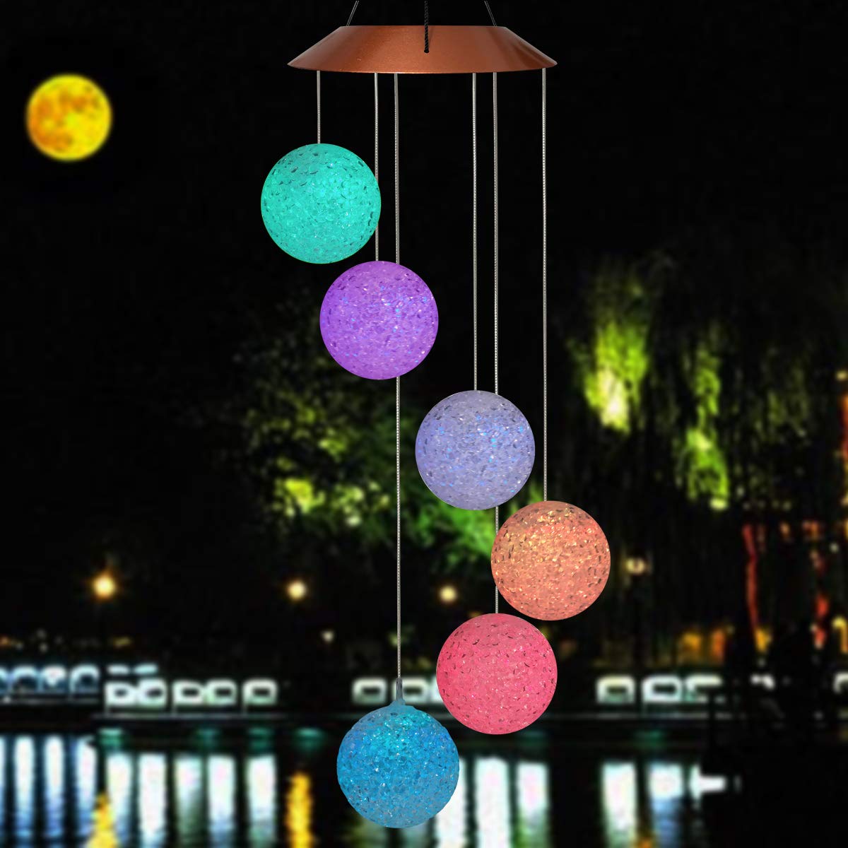 Solar String Lights Color Changing LED Mobile Hummingbird Wind Chimes Waterproof Outdoor Solar Lights for HomeYard