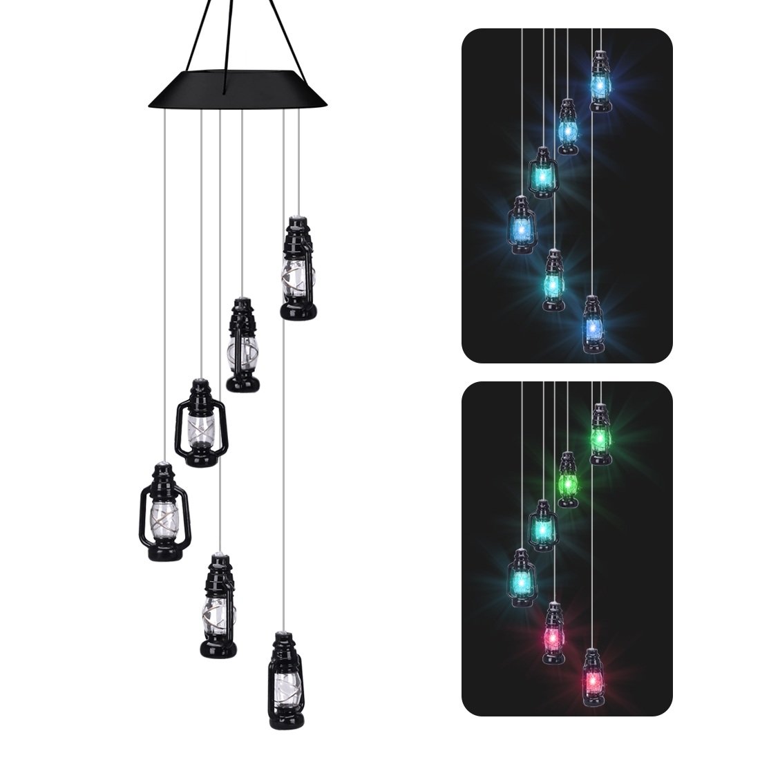 Solar String Lights Color Changing LED Mobile Hummingbird Wind Chimes Waterproof Outdoor Solar Lights for HomeYard