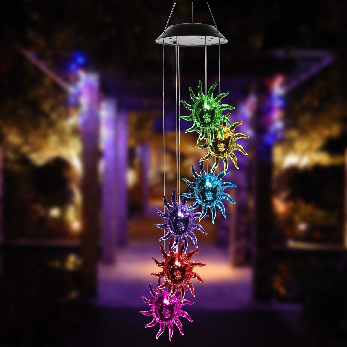 Solar String Lights Color Changing LED Mobile Hummingbird Wind Chimes Waterproof Outdoor Solar Lights for HomeYard