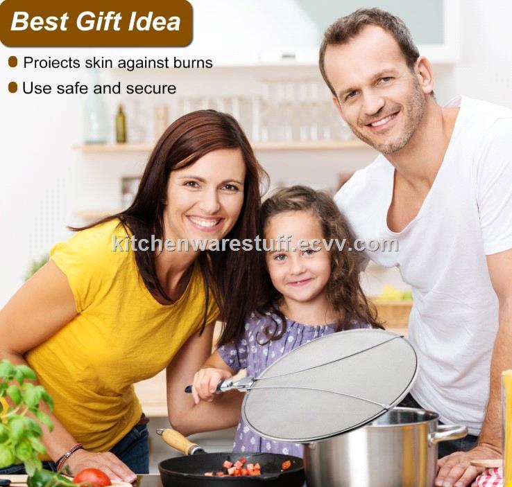 Bystep Splatter Screen Splash Stainless Steel NonStick Splatter Screen Splash Guard with Silicone fold Handing Practica