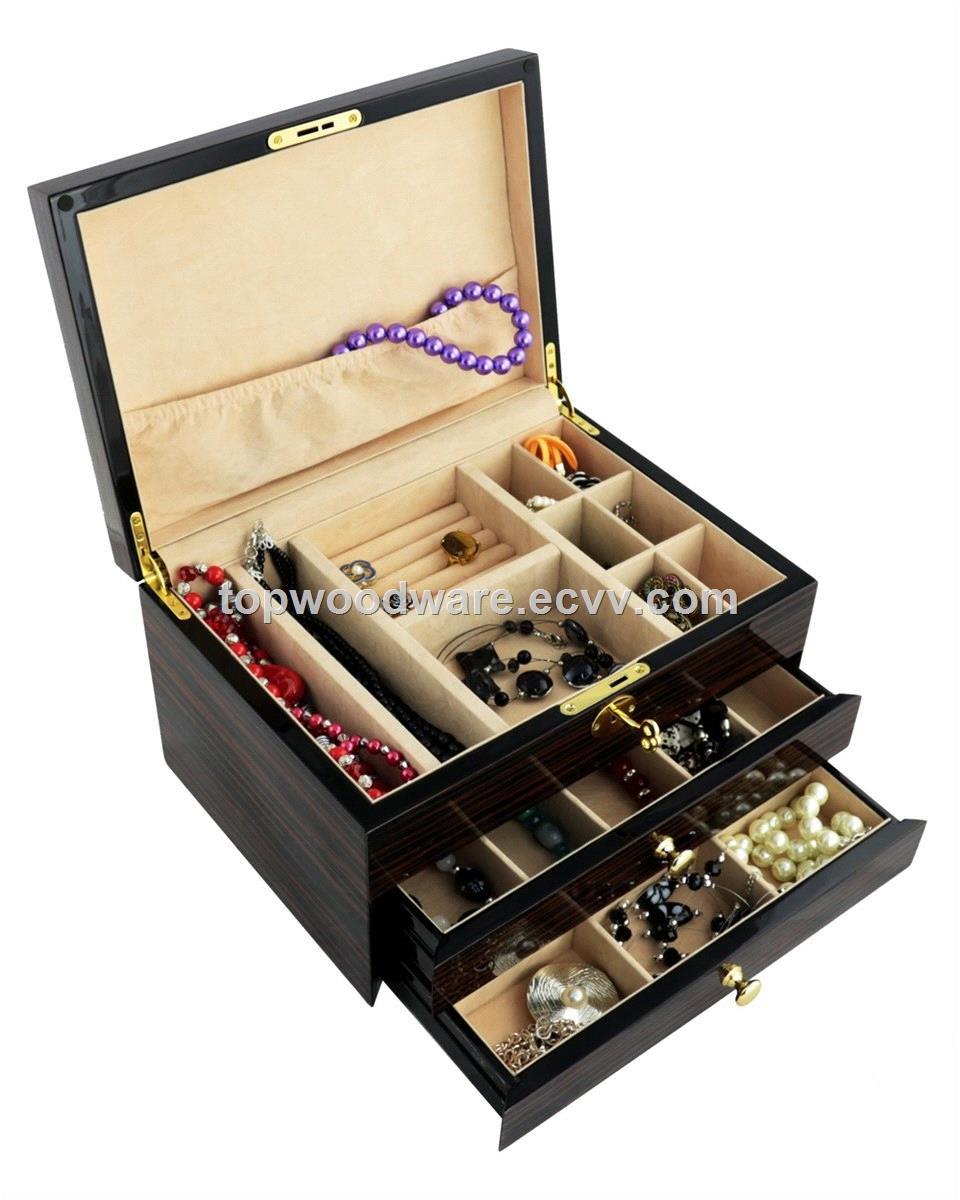 Luxury High gloss finish wooden gifts jewelry Storage Packaging wedding Gift box