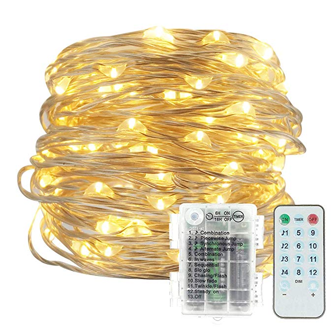 Music String Lights 12 Modes Battery Operated Twinkle String Lights with Remote Timer for Bedroom Wedding Party