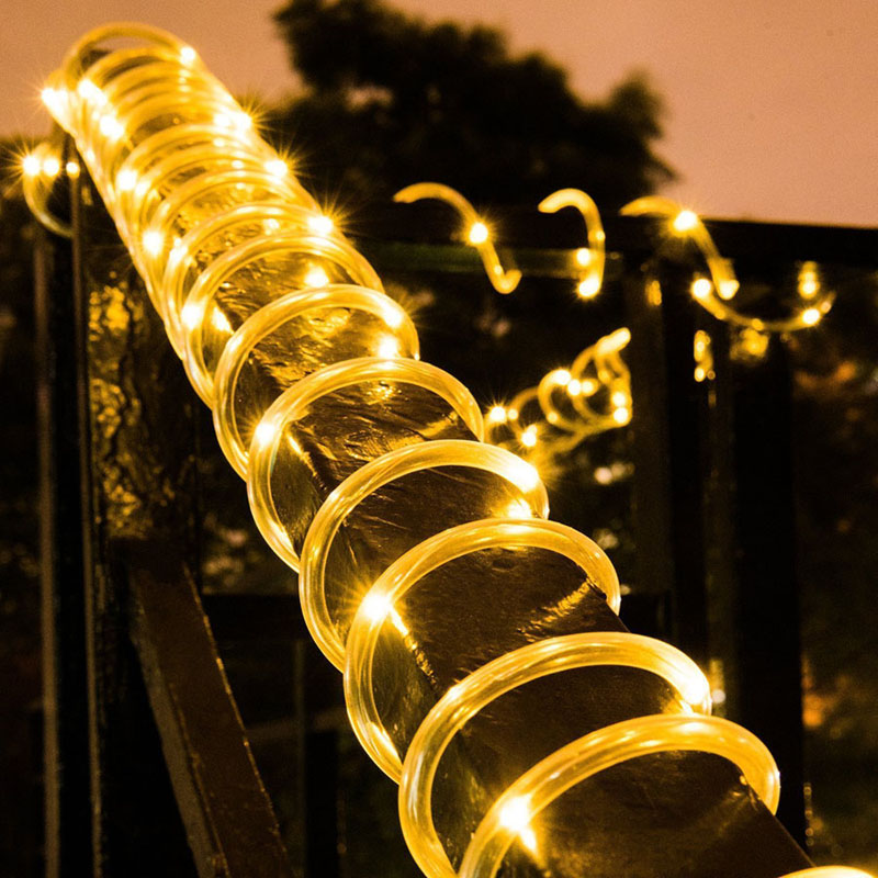 Solar Rope Lights Waterproof Copper Wire Lights Tube Outdoor Rope Lights for Garden Yard Path Fence Tree Wedding Party