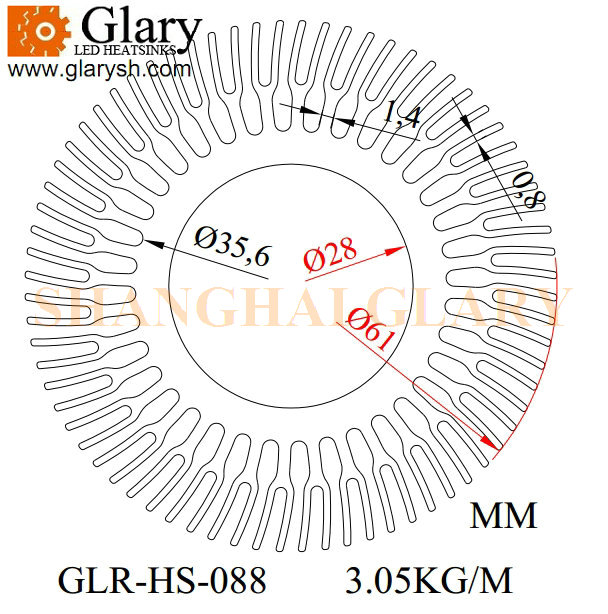 GLRHS088 61mm round aluminum LED heatsink