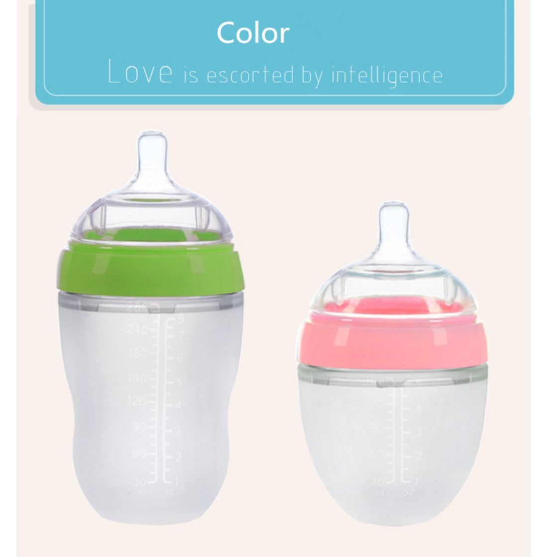 BPA Free Wide Neck Soft Baby Bottles 100 Food Grade Silicone Baby Feeding Bottle